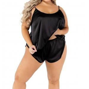NEW ROMA CONFIDENTIAL soft satin tulip short set - plus in black